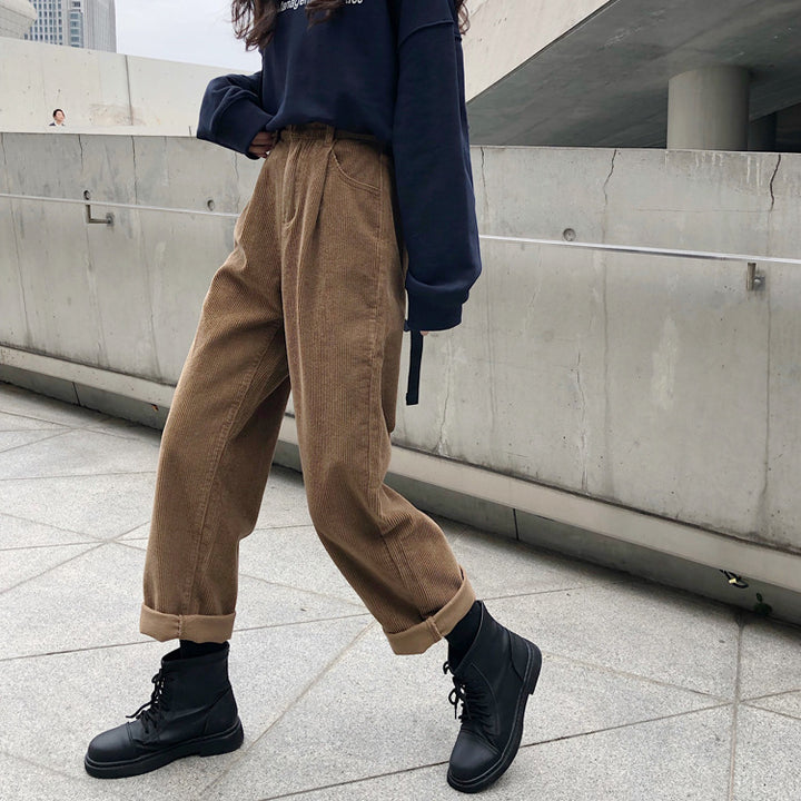 Korean Style Corduroy Casual Pants - cas7m