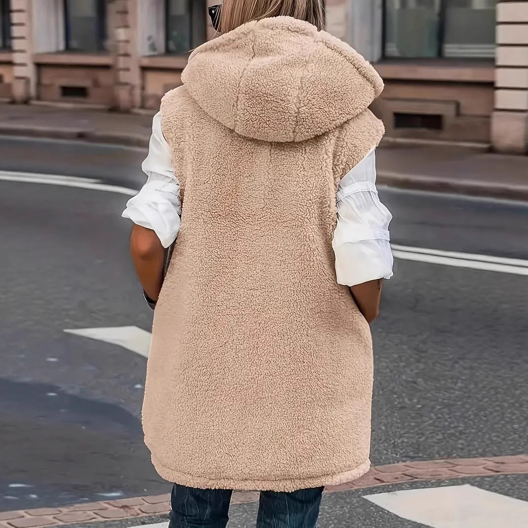 Hooded Double-sided Slim Fit Elegant Cardigan Vest - cas7m