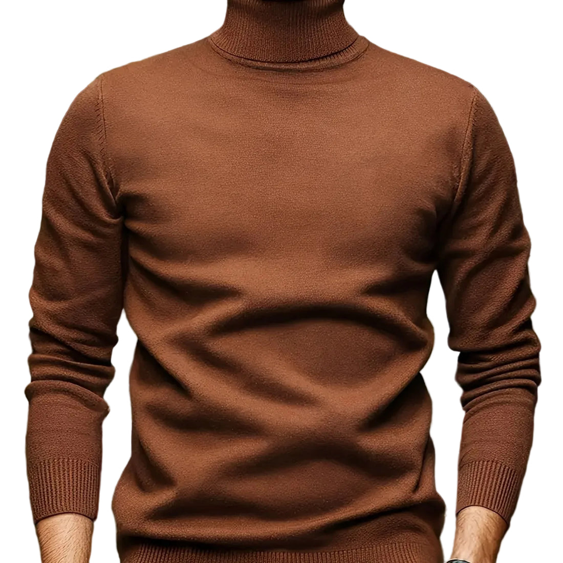 Men's Solid Color Versatile Soft Viscose Turtleneck Sweater - cas7m