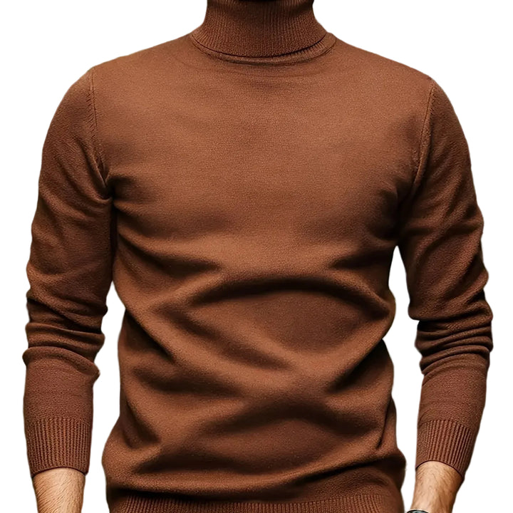 Men's Solid Color Versatile Soft Viscose Turtleneck Sweater - cas7m