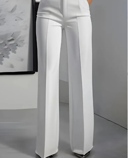 Women's White Minimalist Pants Made Of Polyester - cas7m