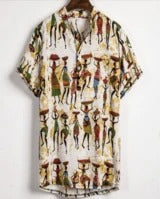 Slim shirt men contrast color printing shirt men - cas7m