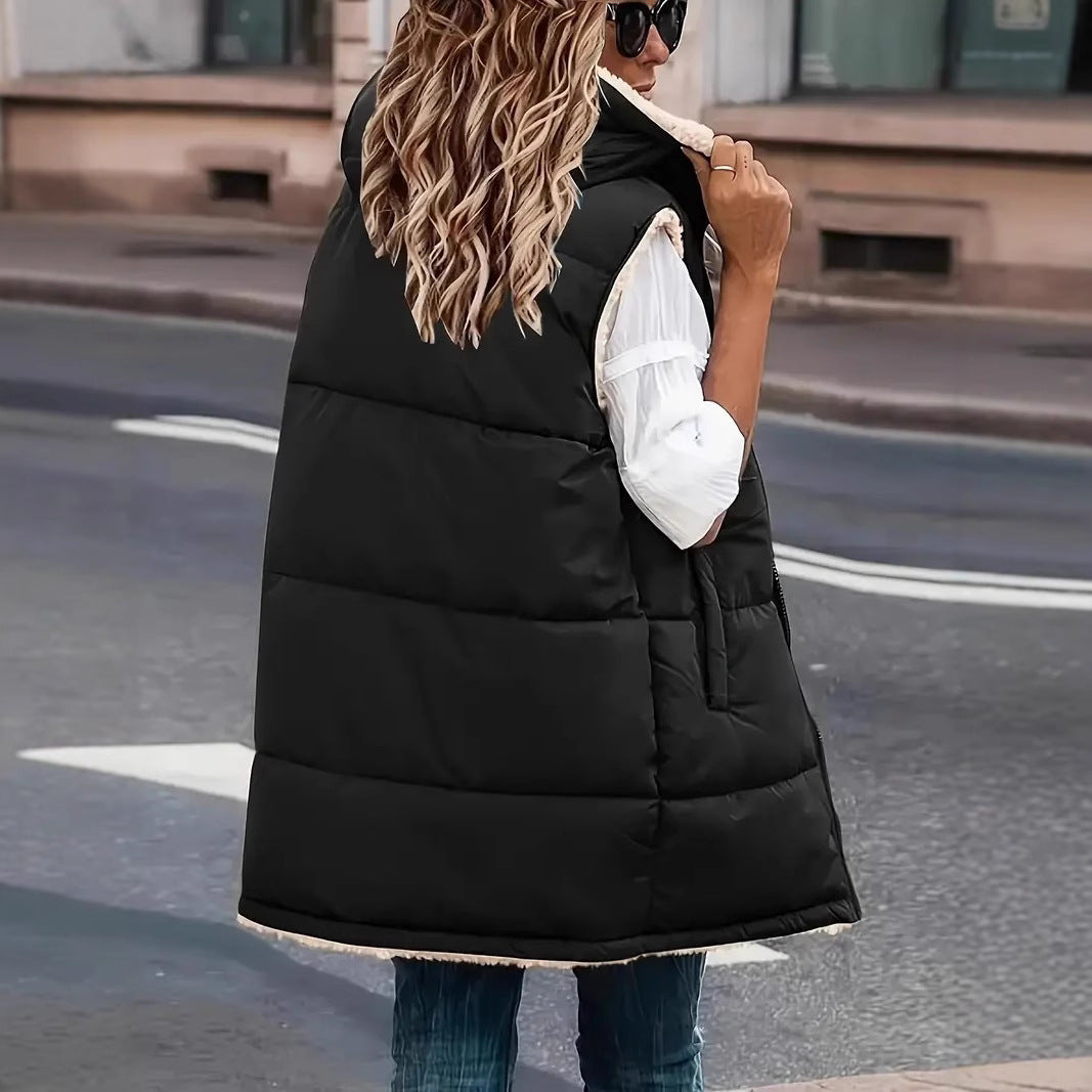 Hooded Double-sided Slim Fit Elegant Cardigan Vest - cas7m