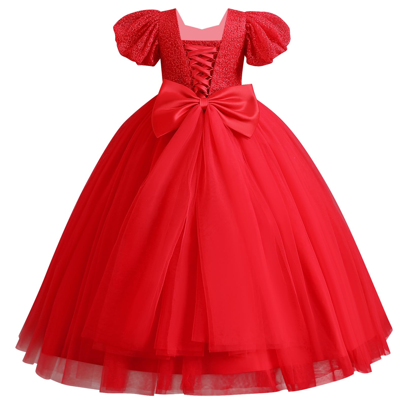 Sequin Glitter Bowknot Flower Girl Dress