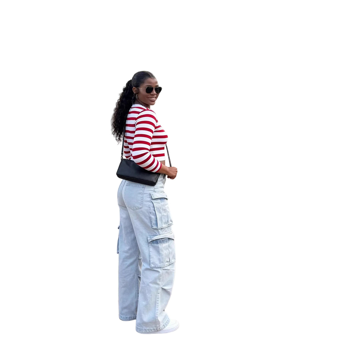 Street Style Multi-Pocket Light Wash Cargo Jeans Pants