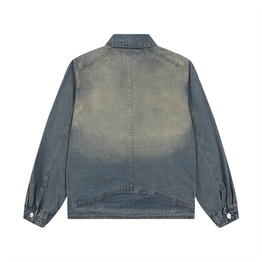 Punk Old Wash Denim Jacket Men - cas7m