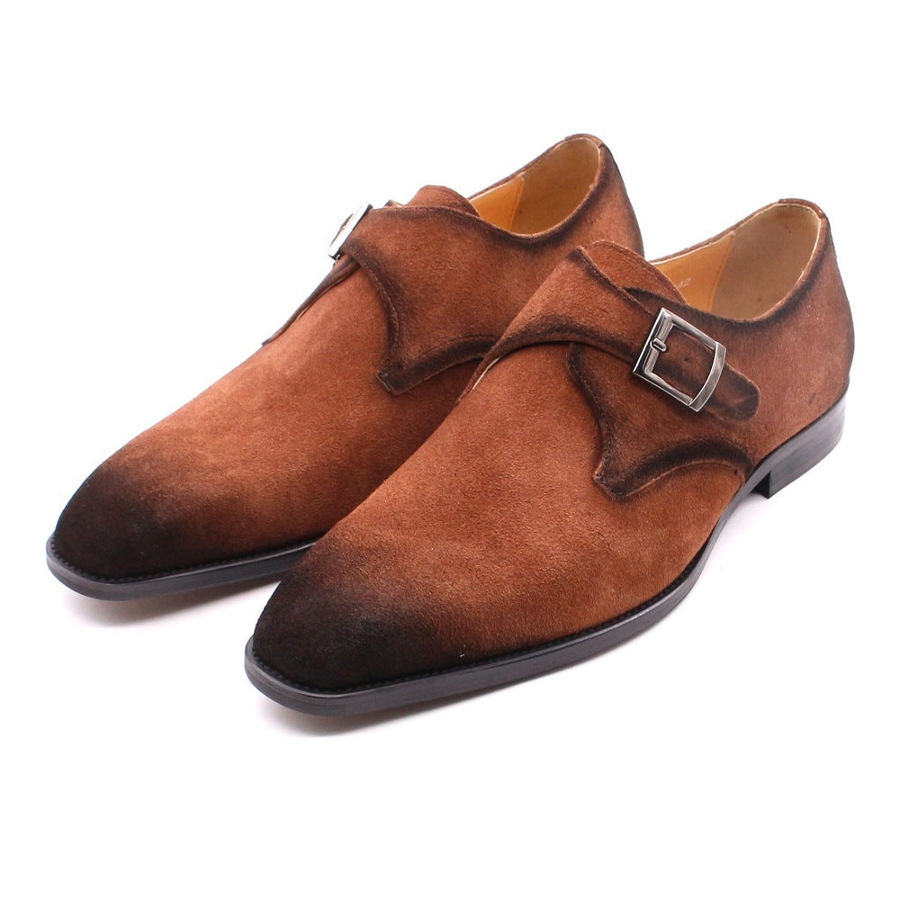 Suede Handmade Men's Shoes Leather Brown Business Casual Classic Retro - cas7m