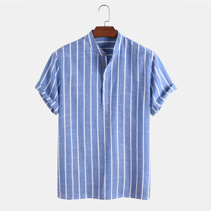Fashion Striped Casual Men's Shirt Short Sleeve - cas7m