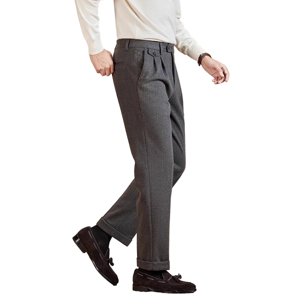 Mens Wool Suit Pants Thickened Straight-Leg Business-Casual Trousers - cas7m
