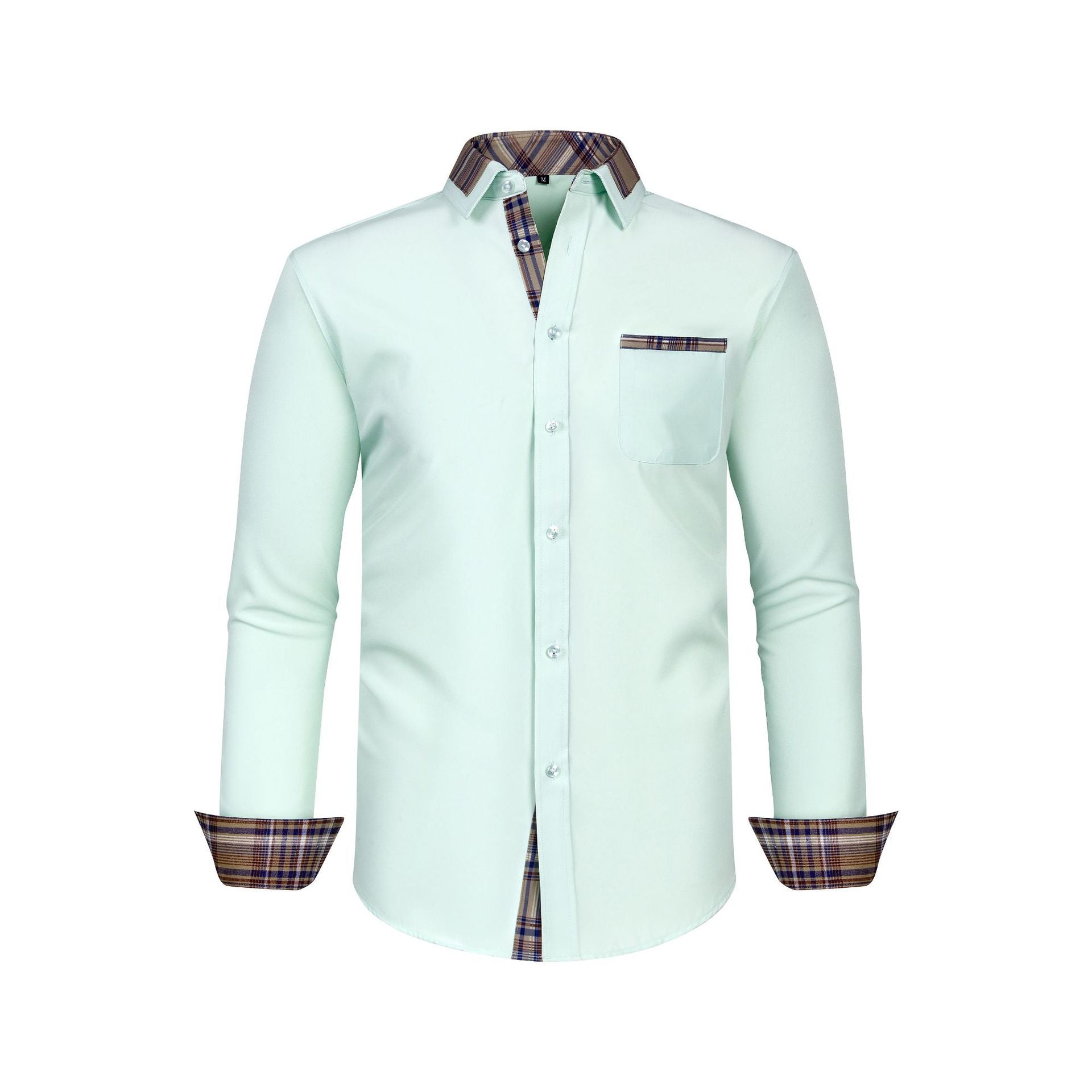 Large Size Patchwork Flower Collar Long Sleeved Men - cas7m