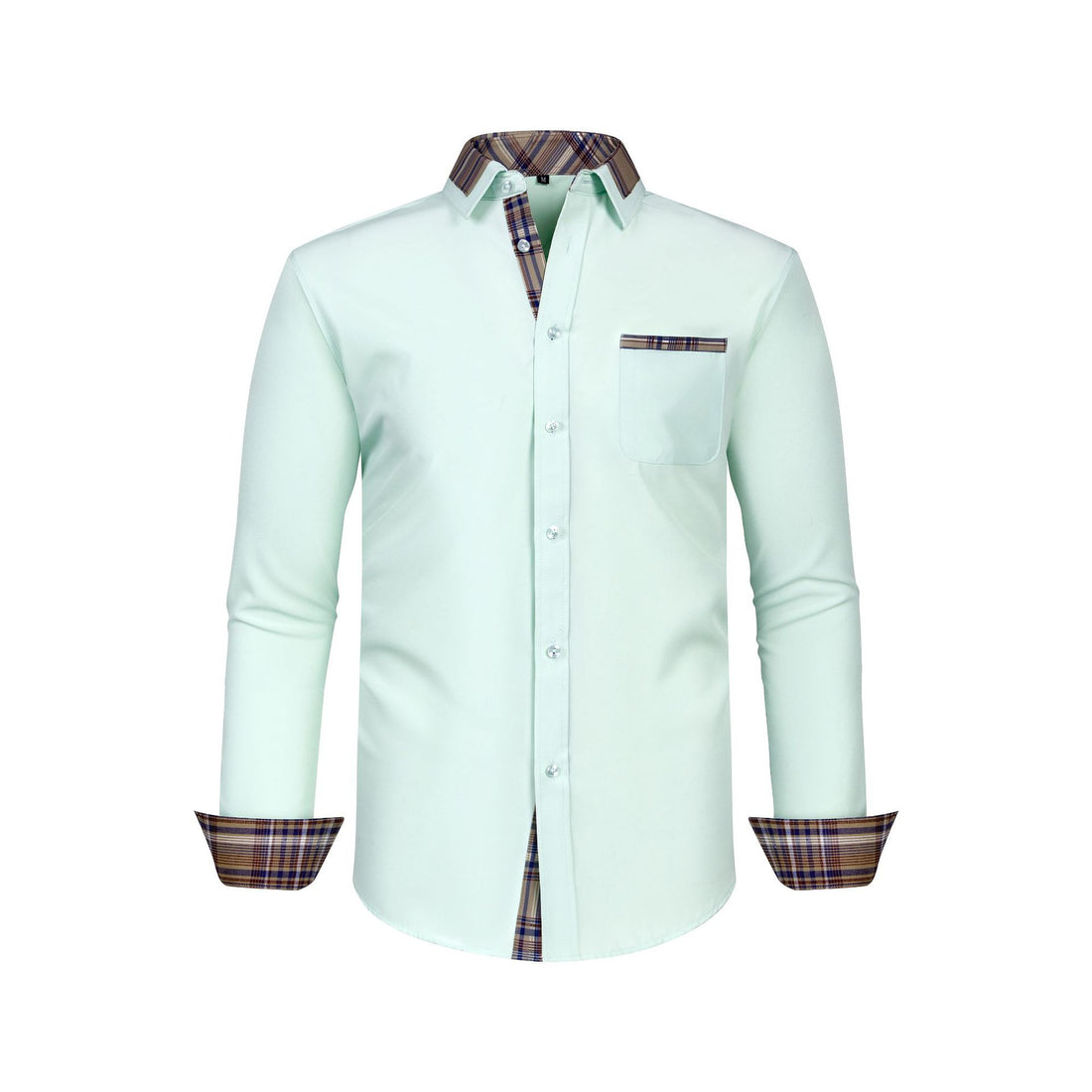 Large Size Patchwork Flower Collar Long Sleeved Men - cas7m