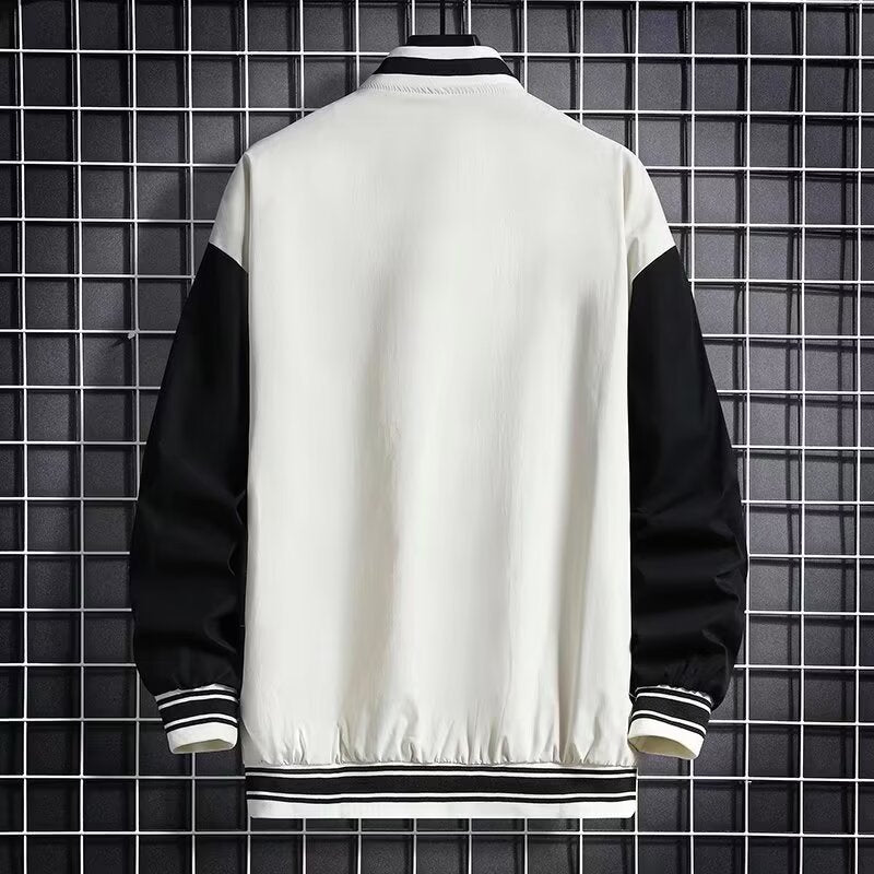 Men's Baseball Jacket Fashion Casual Letter Number Print Button-down Tops Streetwear Clothing - cas7m