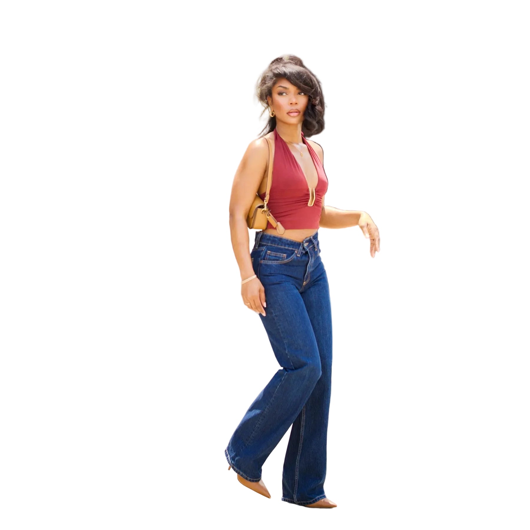 Simple Basic Straight Leg Washed Denim Pants