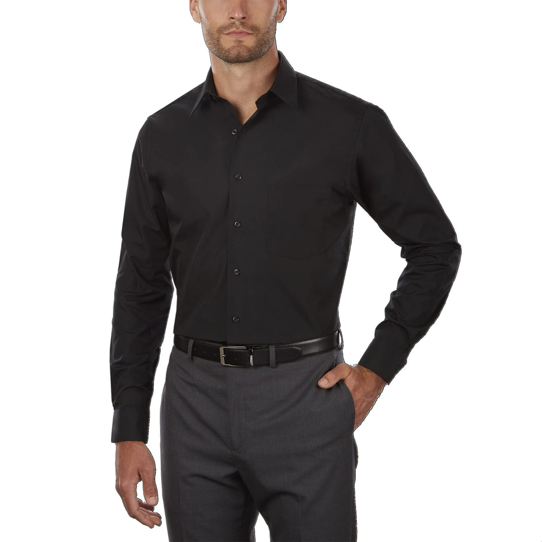 Men's White Shirt Formal Wear Solid Color - cas7m
