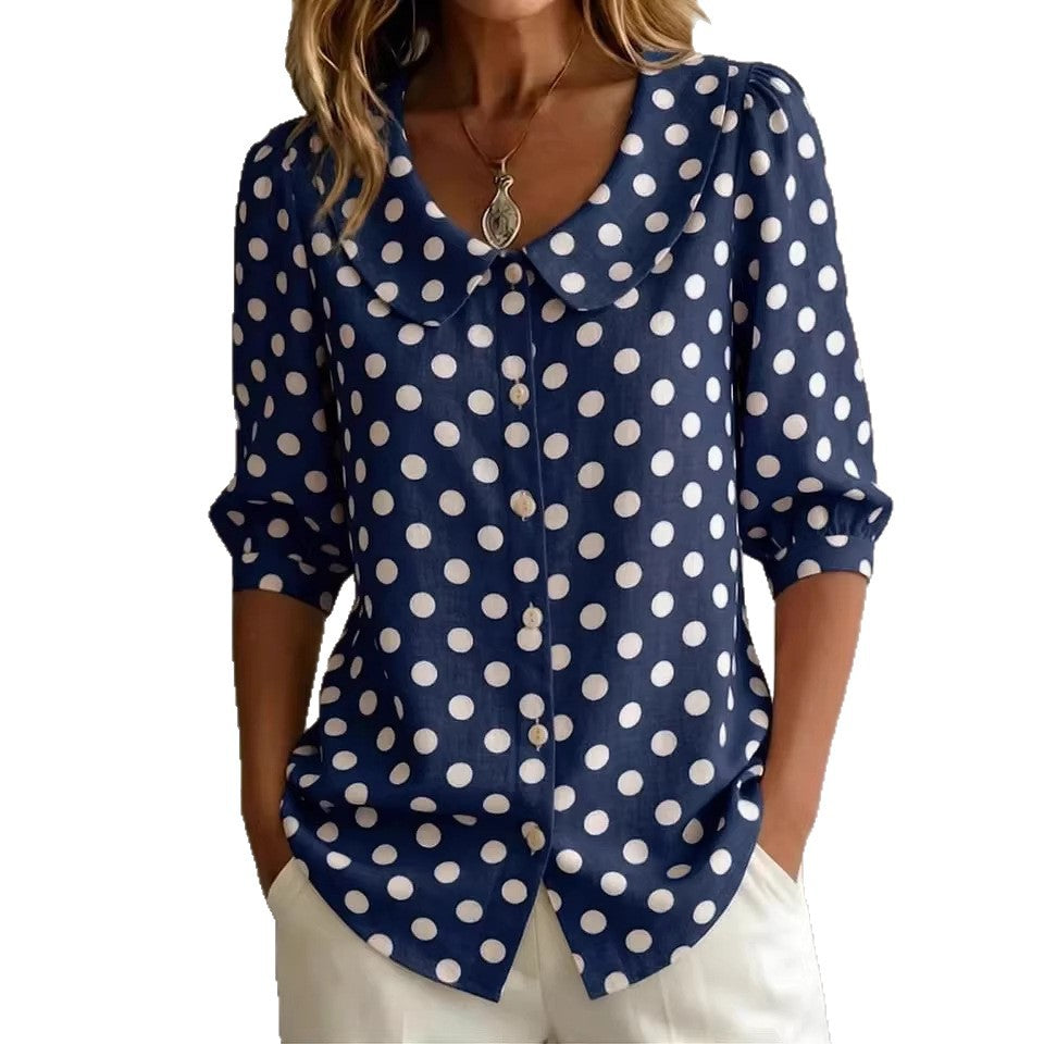 Retro Polka Dot Pattern Womens Shirt - cas7m