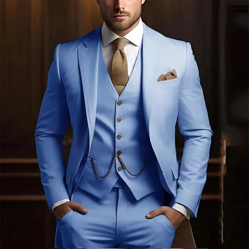 Men's High-grade Gentleman Temperament Slim Suit Three-piece Suit - cas7m