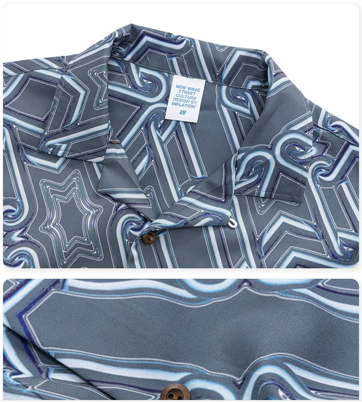 Hawaiian Digital Print Streetwear Shirt Men - cas7m
