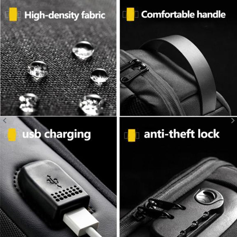 Waterproof USB Anti-theft Bag Men Oxford Crossbody Shoulder Bag Sling Multifunction Short Travel Messenger Chest Pack - cas7m