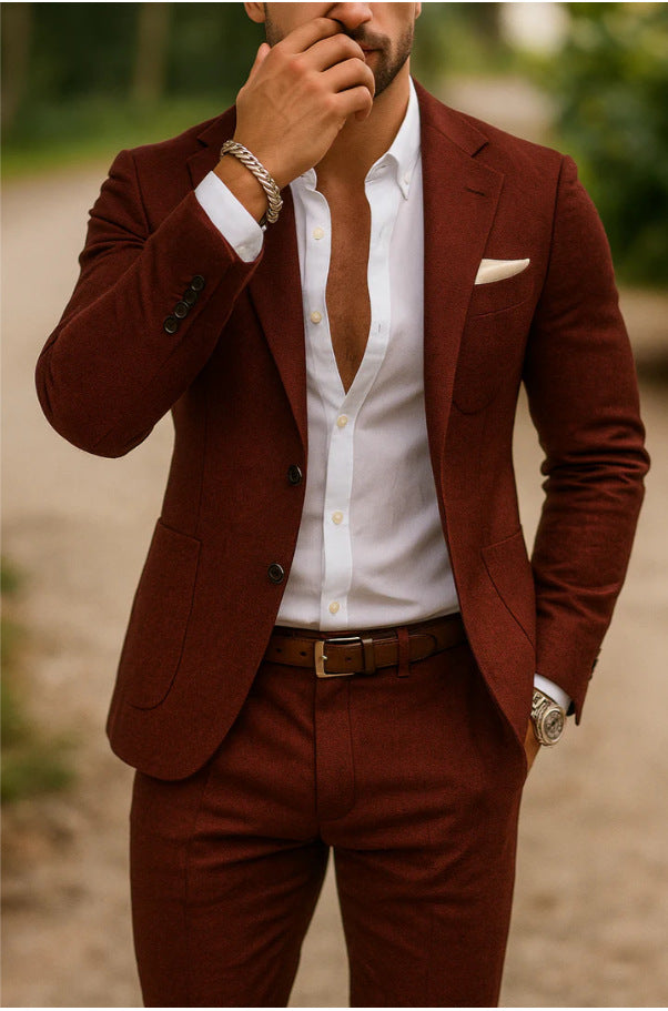 Men's Digital Printing Casual Suit Top Two-piece Pants - cas7m
