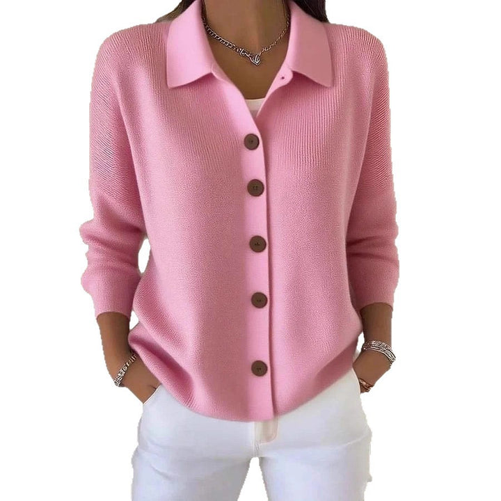 Button-knitted Lapel Sweater Cardigan Coat For Women - cas7m