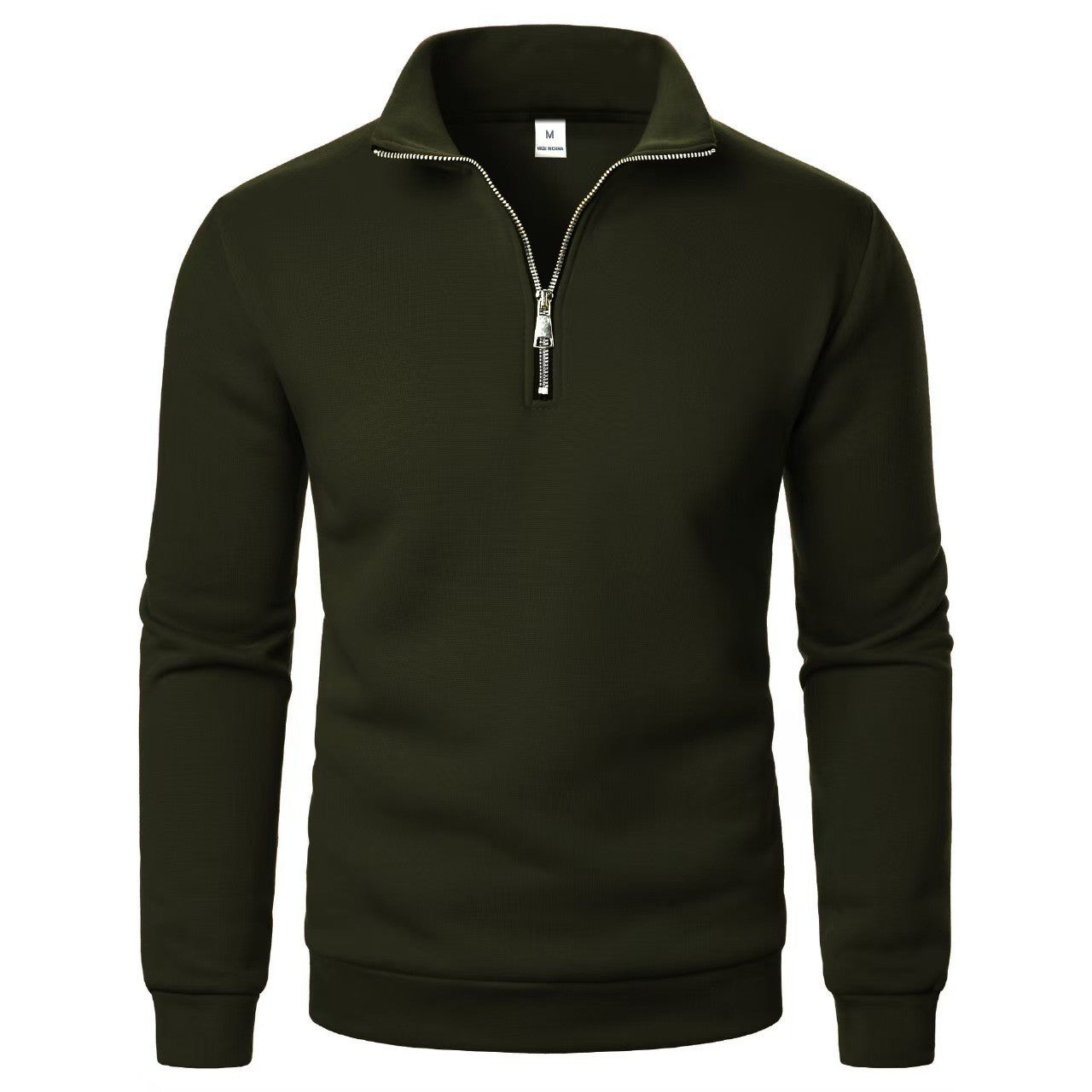 Men's Stand Collar Half Zip Casual Solid Color Long Sleeve - cas7m