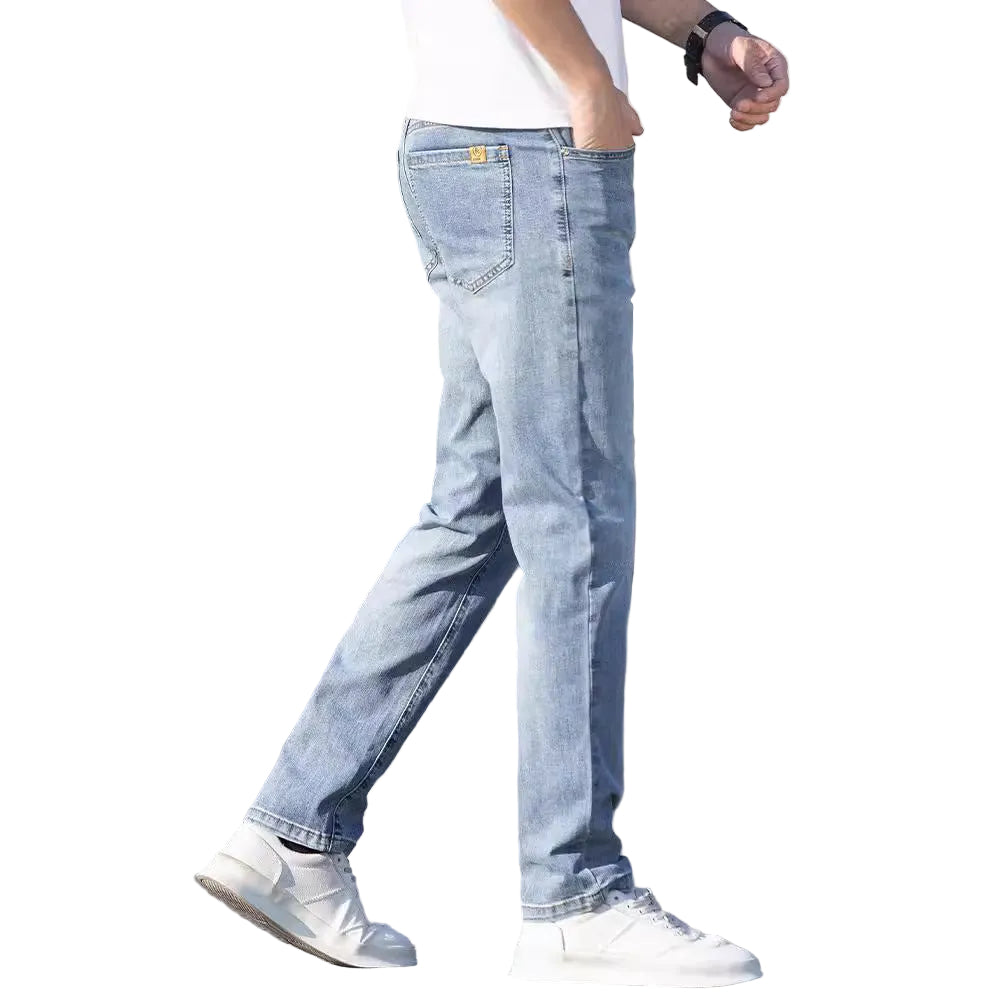 Summer Thin Jeans Men's Slim-fit Straight Trousers - cas7m