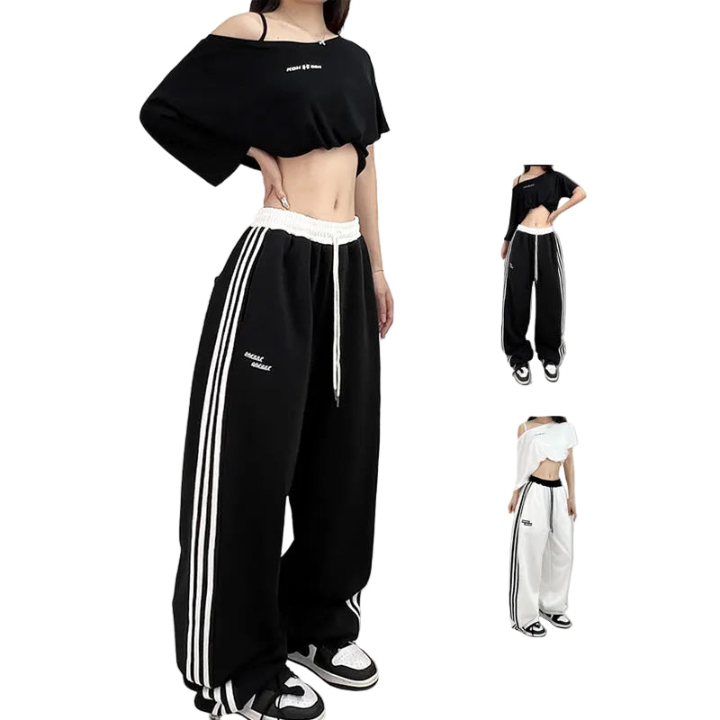 European And American Street Dance Fashion Brand Stitching Waist Pants - cas7m