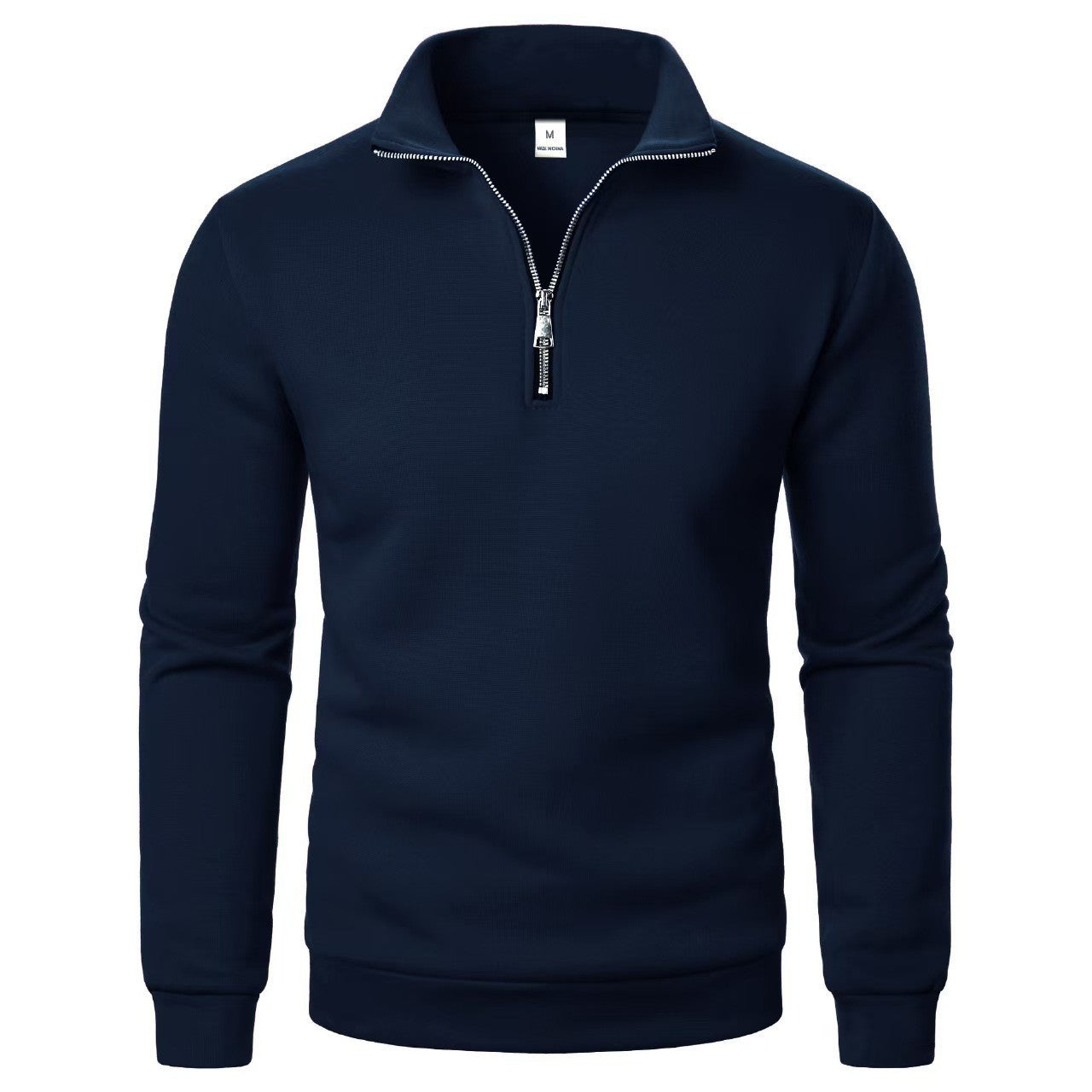 Men's Stand Collar Half Zip Casual Solid Color Long Sleeve - cas7m