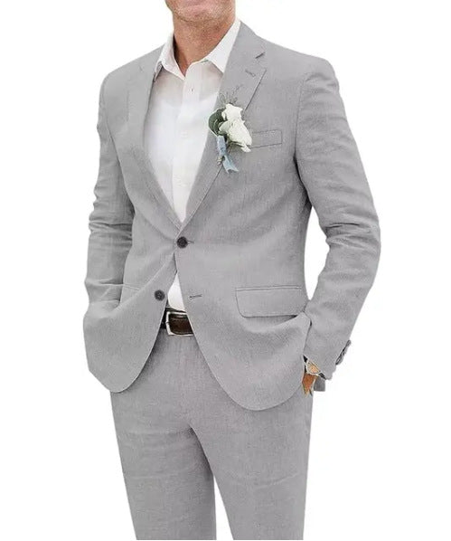 Men's Suit Casual Men's Linen Business Banquet Two-piece Suit - cas7m