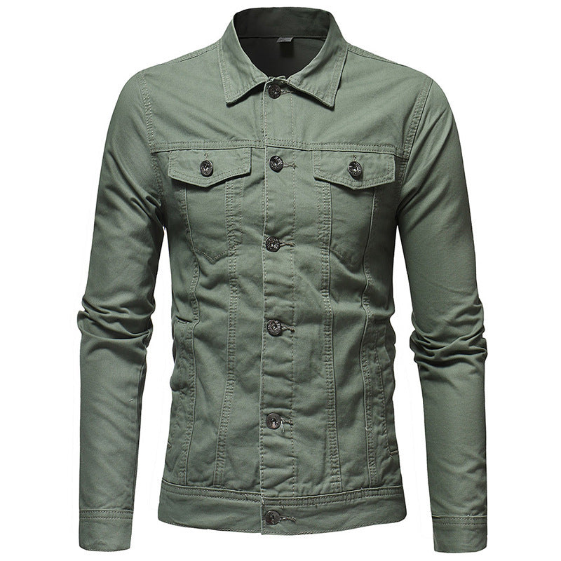 Solid color denim jacket shirt - cas7m