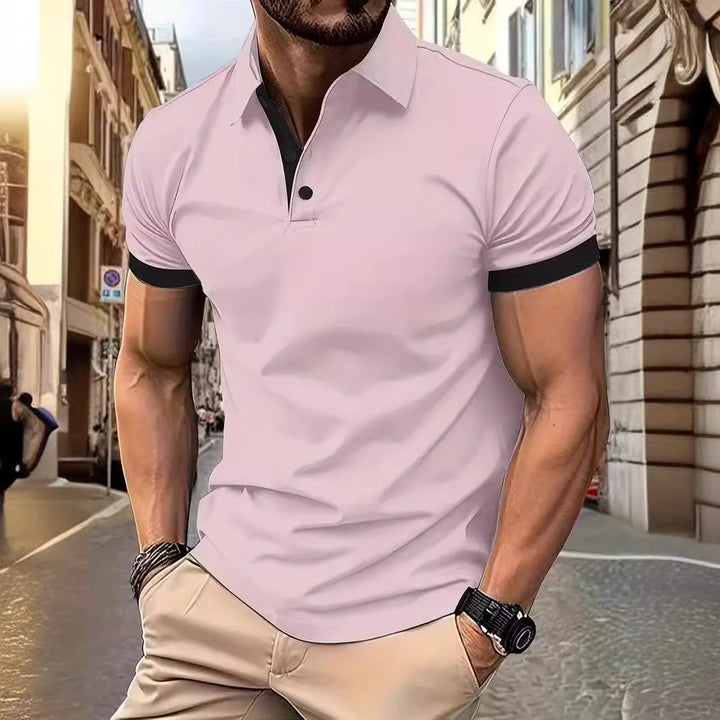 3D Solid Color Lapel Short Sleeve Polo Shirt Casual Loose Men - cas7m