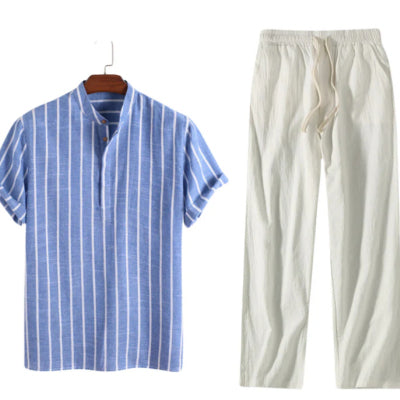 Fashion Striped Casual Men's Shirt Short Sleeve - cas7m