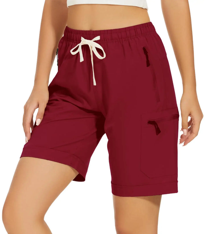 Msmsse Women's Quick Dry Hiking Shorts - Wine Red
