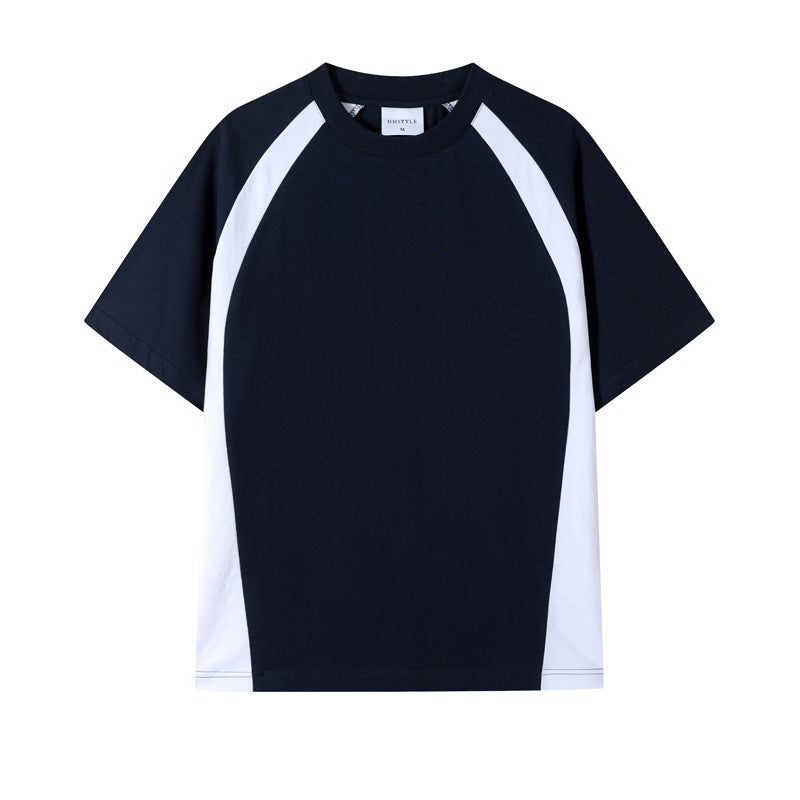 Combed Cotton Double Yarn Drop Shoulder Short Sleeve Matching Couple T-shirt - cas7m
