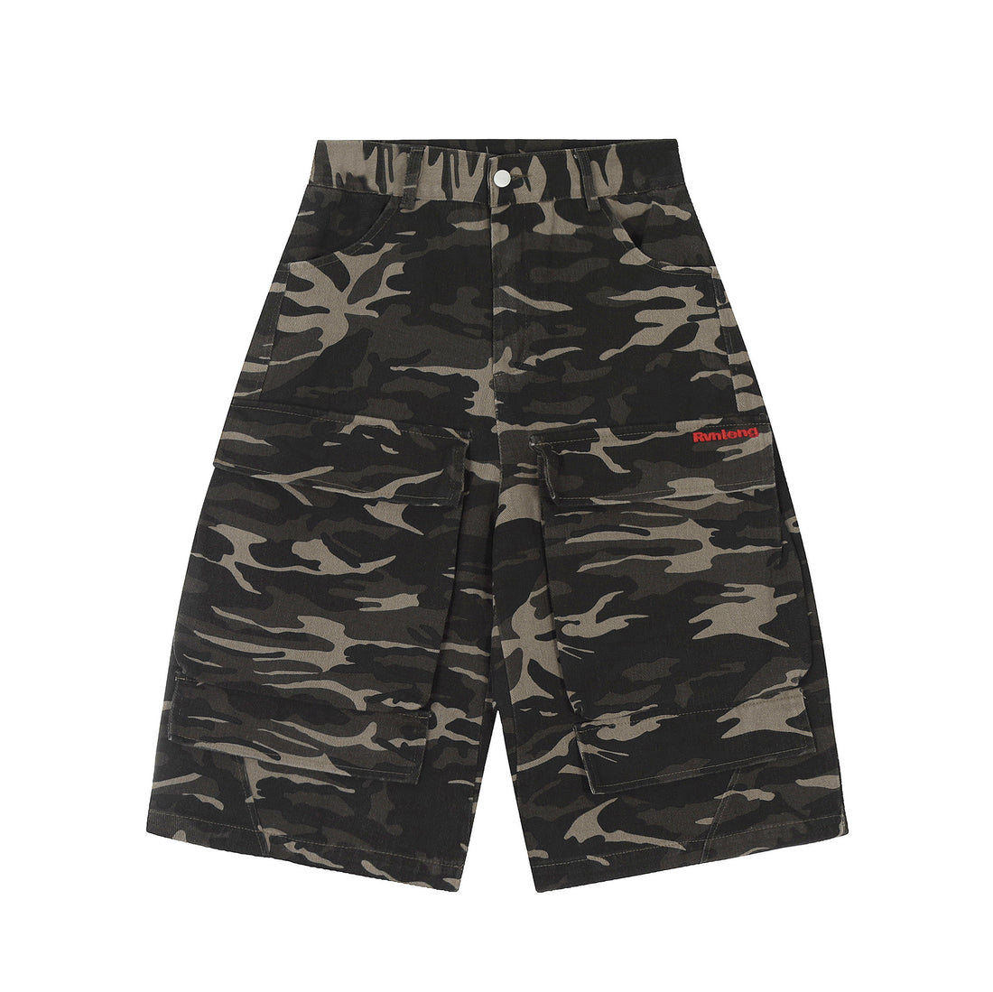 Retro Camouflage Multi-pocket Workwear Cropped Jeans Men And Women Wide - cas7m