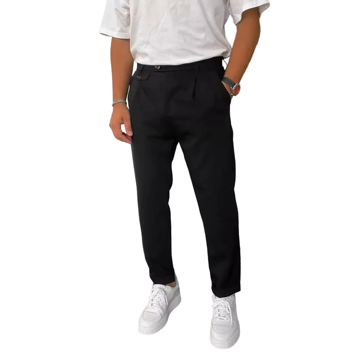 Men's Solid Color Casual Tappered Business Pants - cas7m