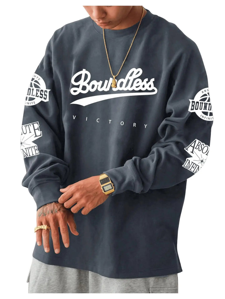 GLITZDROP Men's Casual Graphic Long Sleeve Tee
