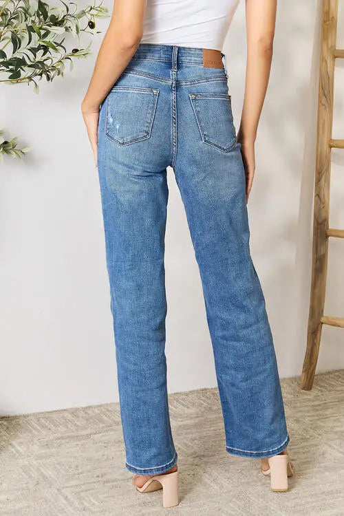 Elegant High Waist Ripped Jeans