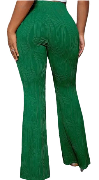 Solid Flare Leg Pants - cas7m