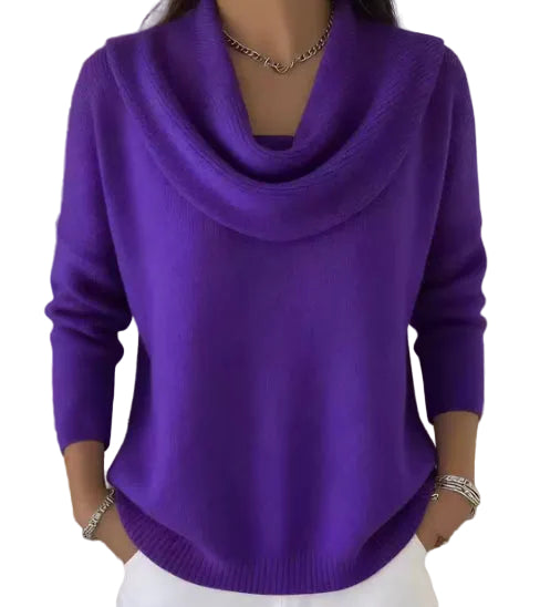 Women Soft-Shine Relaxed Round Neck Knit Sweater - cas7m