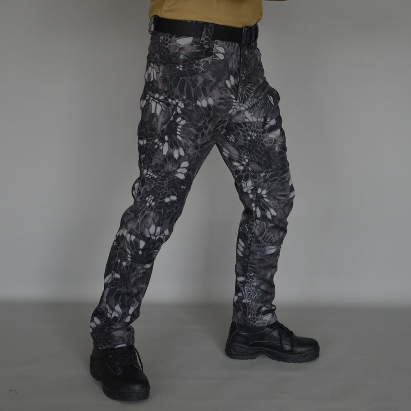 Autumn And Winter Outdoor Fleece-lined Tactical Pants Men - cas7m