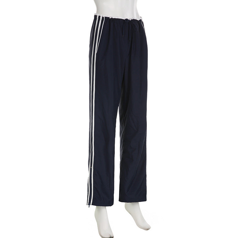 Striped Sports Pants Women Baggy Casual Classic Track Sweatpants Trousers - cas7m