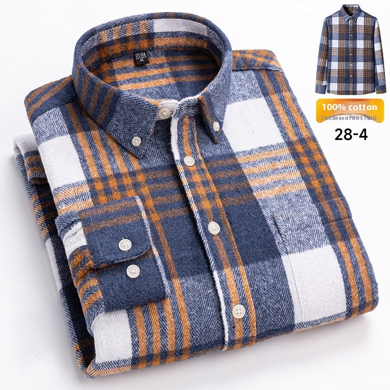 Retro Plaid Long Sleeve Casual Men's Clothing Shirt - cas7m