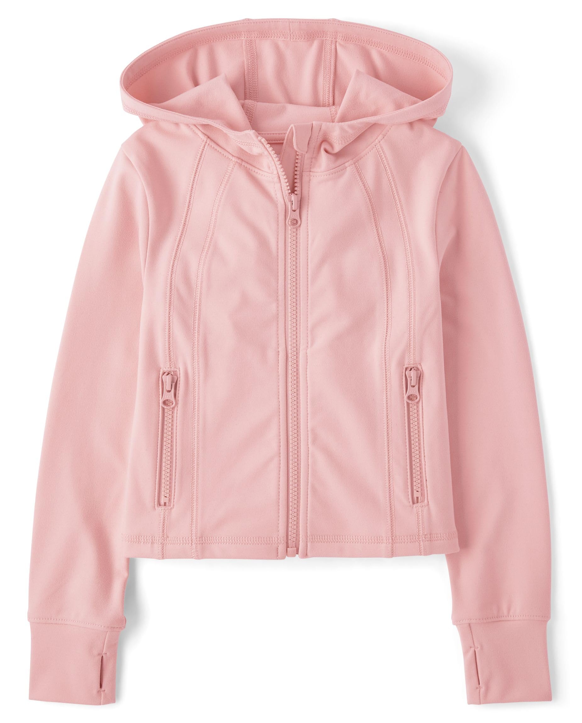 Girls' Active Full-Zip Fuzzy Hooded Jacket