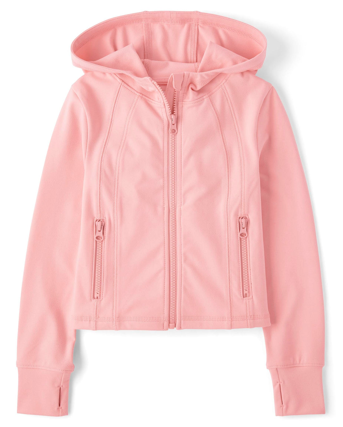 Girls' Active Full-Zip Fuzzy Hooded Jacket