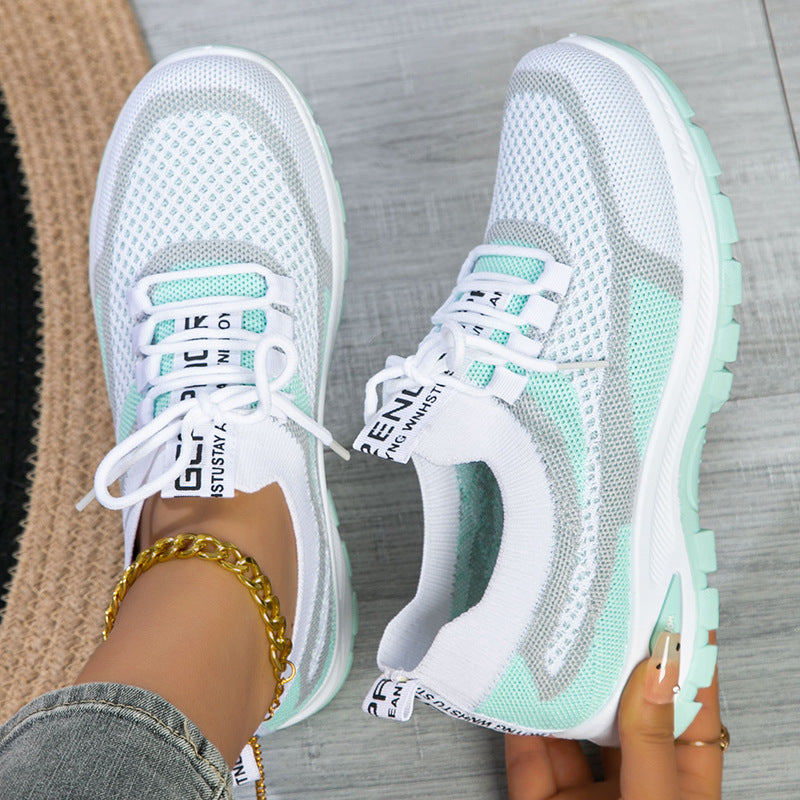 Women's Sporty Flyknit Mesh Shoes Low-cut Lightweight Casual And Versatile - cas7m