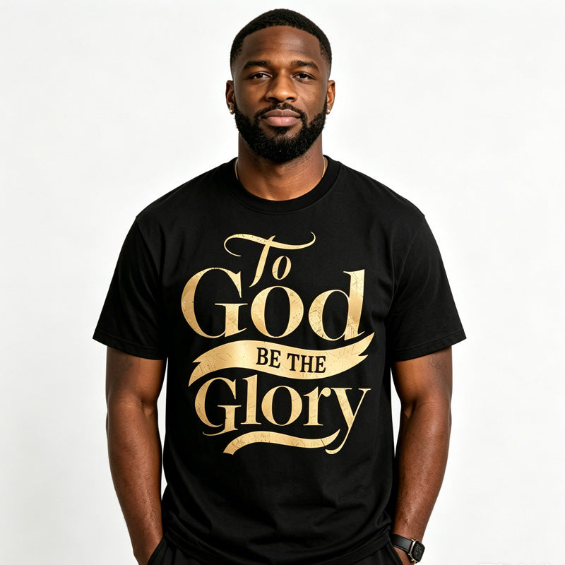 To God Be The Glory Gold Print Women Men T-Shirt, Summer Casual Round Neck Short Sleeve Top - cas7m
