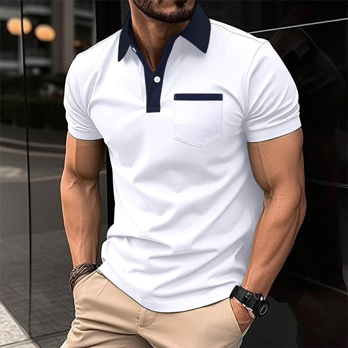 Slim Chest Pocket Short Sleeve Men - cas7m