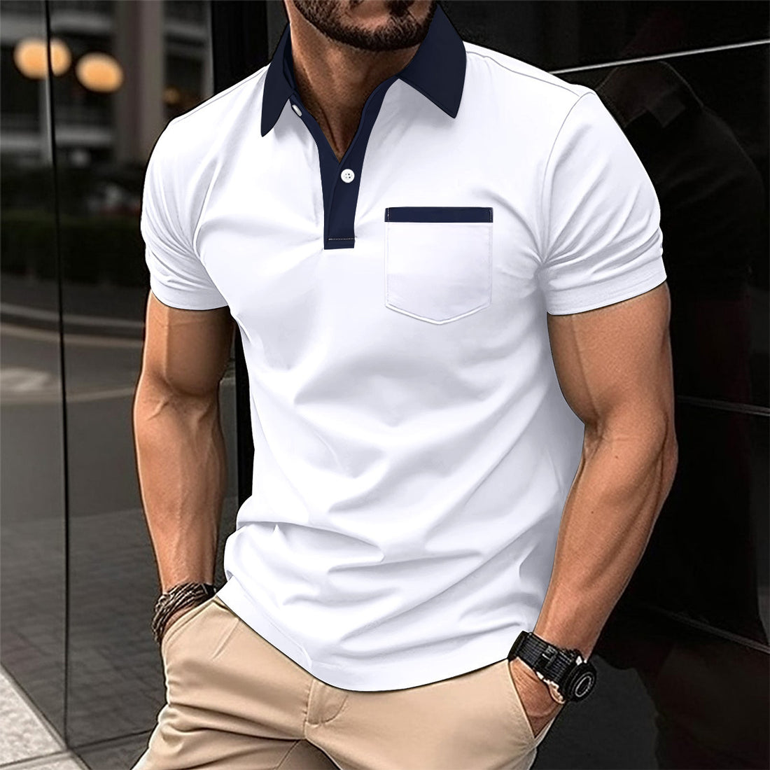 Slim Chest Pocket Short Sleeve Men - cas7m