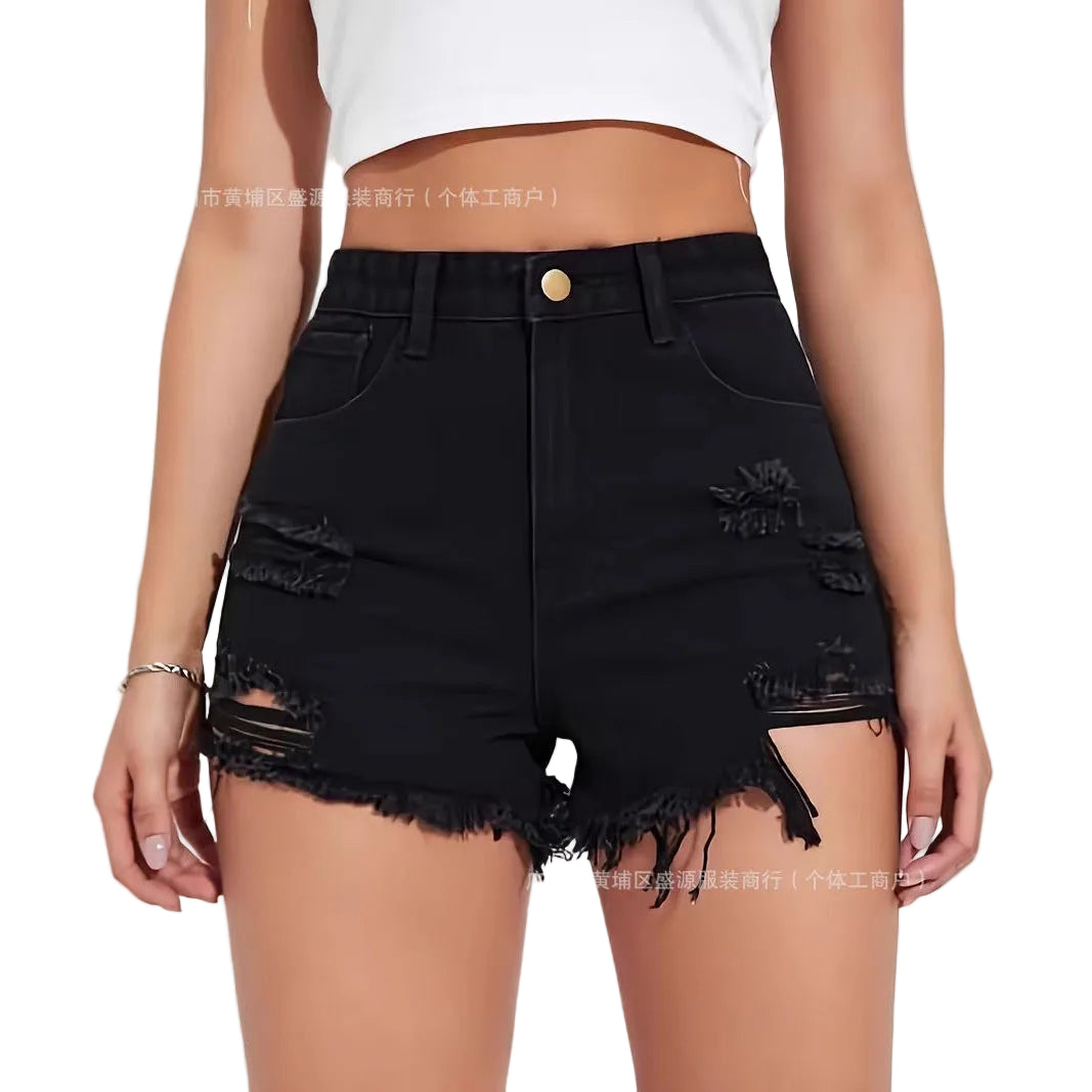 Summer Womens Denim Lift Shorts Simple Style - cas7m